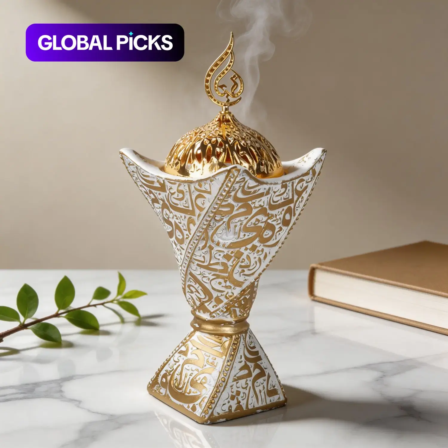 Arabic Text Relief Incense Burner, Ramadan Bukhoor Burner, Bakhoor Burner, Home Wedding Valentine Gift, Resin Decorative Ornament, Yoga Meditation Aromatherapy, Incense Holder #GLOBAL PICKS