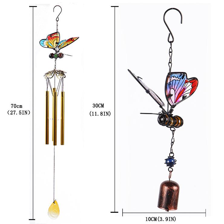 Butterfly Wind Chime — Creative Metal & Glass Painted Iron Art Hanging Ornament
