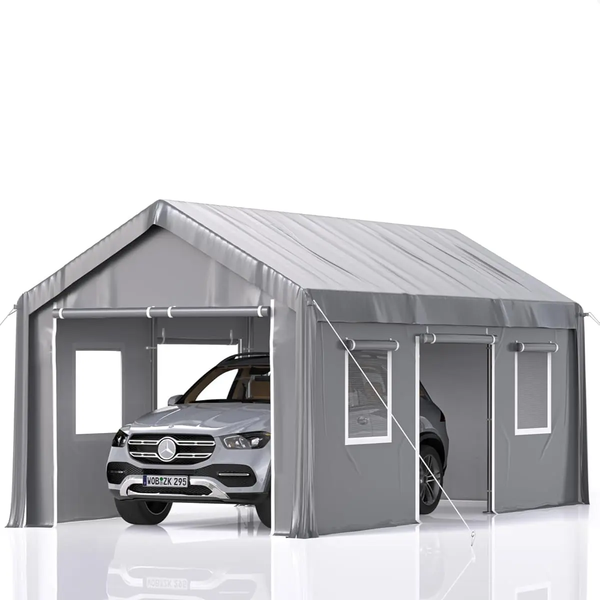 GARVEE10'x20' Heavy-Duty Carport Canopy with 180G Waterproof PE Cover and 0.8mm Steel Frame, Portable Garage Shelter for Full-Size Trucks, Boats, SUVs, Available in Gray and White