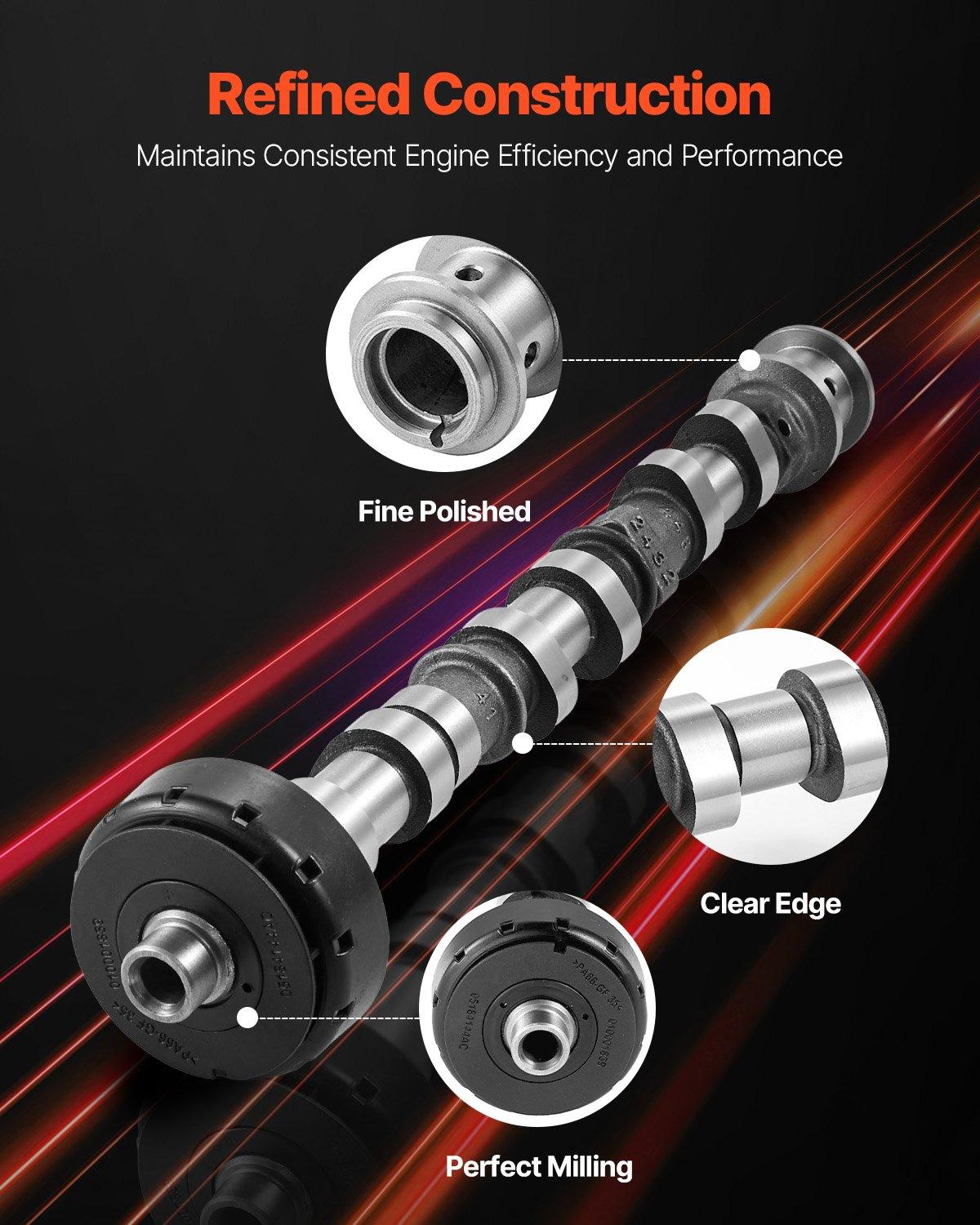 VEVOR Engine Camshaft, 05184378AF 05184378AH 5184378AE 5184378AF 5184378AD 5184378AG Cam Replacement, Fit 2018 Jeep Wrangler JK, 2011-2019 Dodge Journey, 2013-2018 Ram 1500, 2012 Ram C/V Base, 3.6L V6