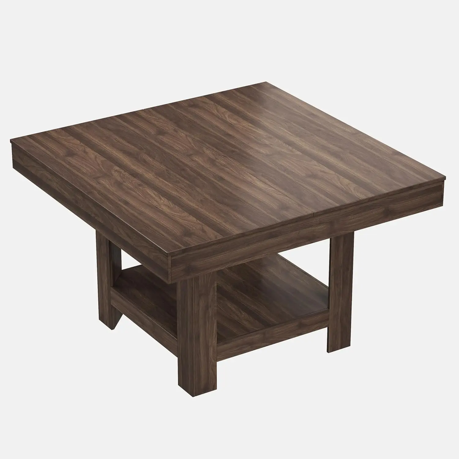 Square Dining Table for 4-6, 47.2" Kitchen Table with 2-Tier Storage Shelf, Space-Saving Dining Room Furniture