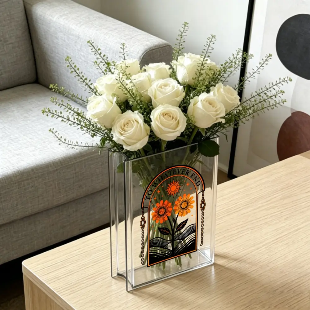 1 Piece Acrylic Sunflower Arch Stained Glass Style Vibrant Orange Floral Design Office Home Living Room Decor Modern Table Centerpiece