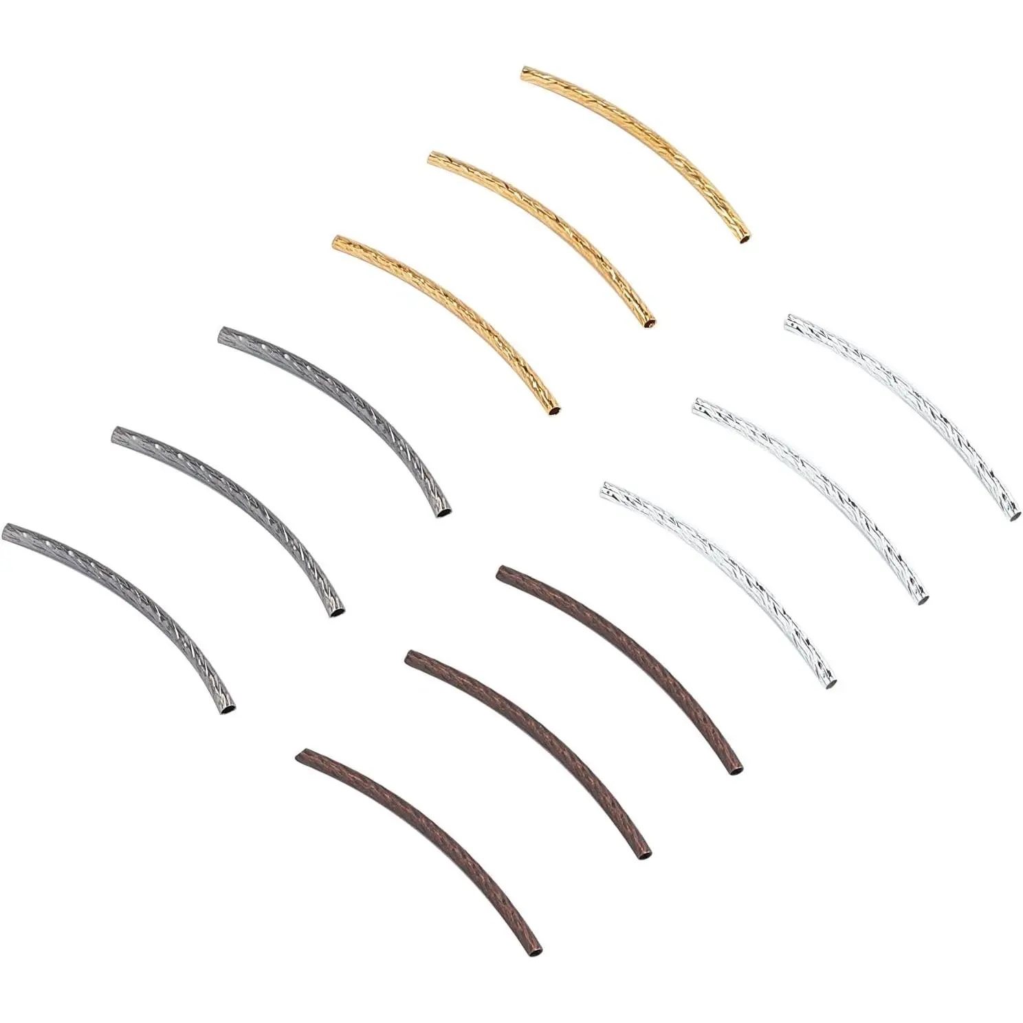 240 count 4 Colors Curved Noodle Tube Beads 35mm Sleek Twist Curved Long Tube Spacer Beads for DIY Wrist Bracelet Anklet Necklace Earring  Making