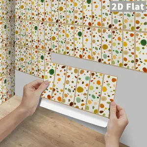 6/12/24/48PCS FG PVC Crystal Color Terrazzo Speckle Vertical Subway Tile Stickers, Self-Adhesive Waterproof Oilproof Peel & Stick Wall Decals for Kitchen, Bathroom, Floor, Tile & Wood DIY Home Renovation