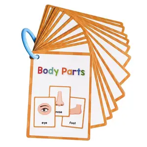 15 Cards Children Body Parts Cognitive Card Montessori Flash Cards for Kid Education Enlightenment English Learning Card