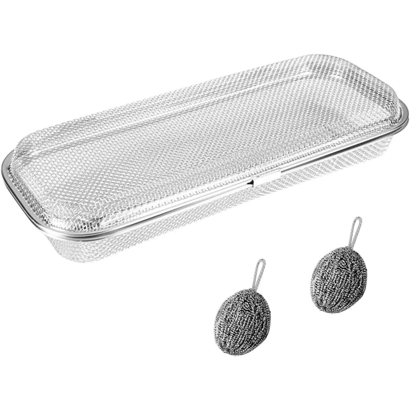 Stainless Steel Dishwasher Basket ,Silverware Basket for Small Items, -Grade Storage Baskets for Chopsticks / /Scoops/Forks, Dishwasher Utensil Mesh Drain With Two Steel (M)