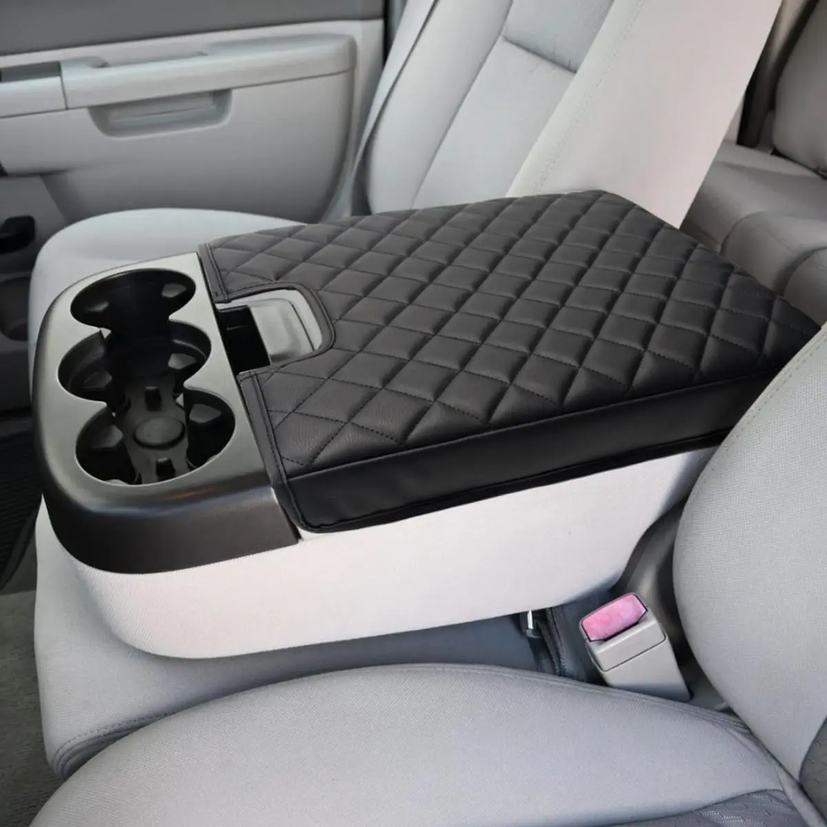 PU Leather Center Console Cover for Silverado, Tahoe, Suburban, Sierra, Yukon 2007-2013 - Scratch-Resistant Armrest Lid Protector Cushion Pad for Jump Seat Console Only