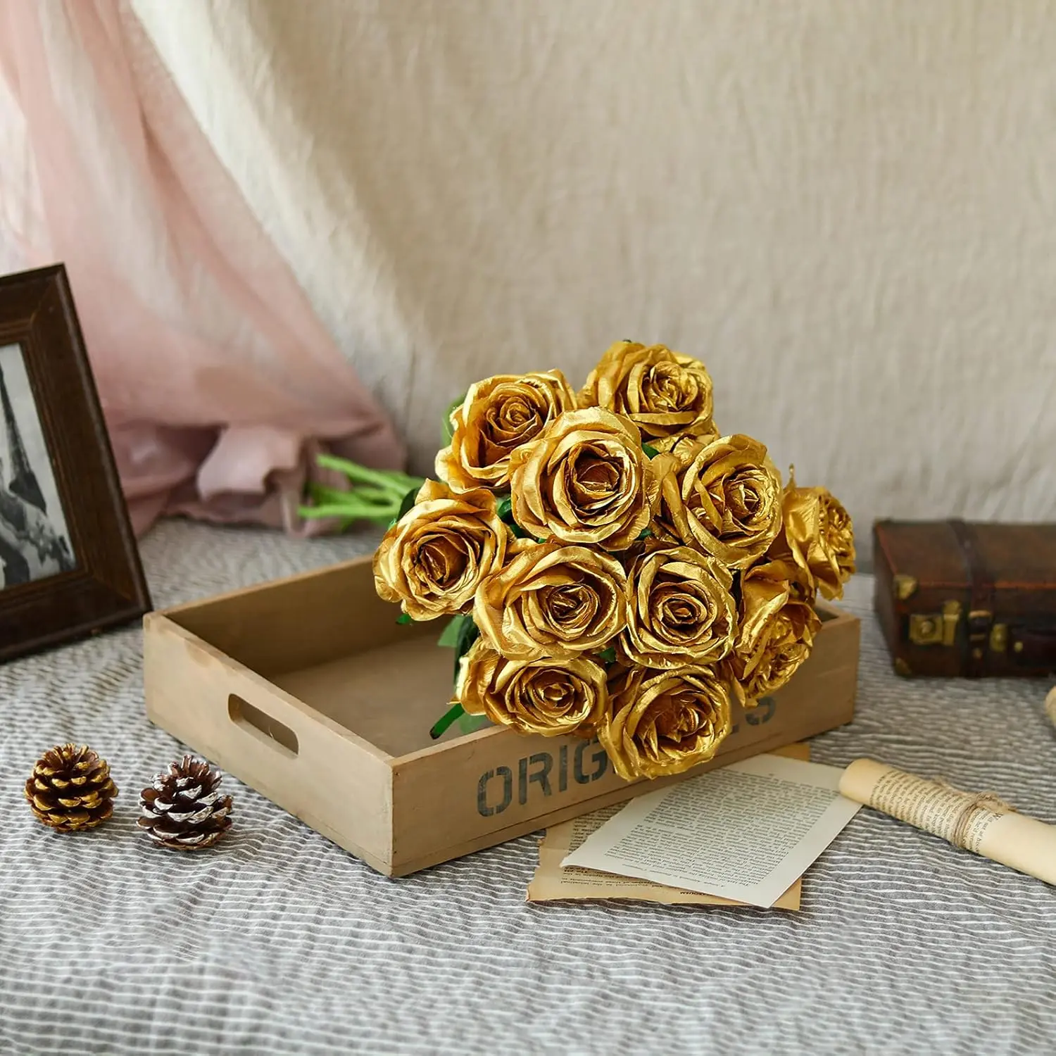 Realistic Silk Rose Bouquet, Perfect for Weddings, Home Parties, and Various Events, Artificial Flowers Gift Decoration