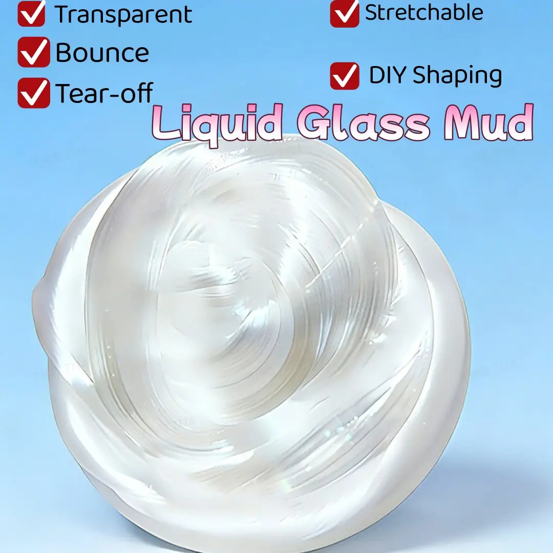 Non-Newtonian Fluid Liquid Glass Bounce Clay DIY Clear Slime Crystal Mud, Ultra Transparent Ice Cube Stress Relief Toy, Soft Stretchy Squeeze Boxed