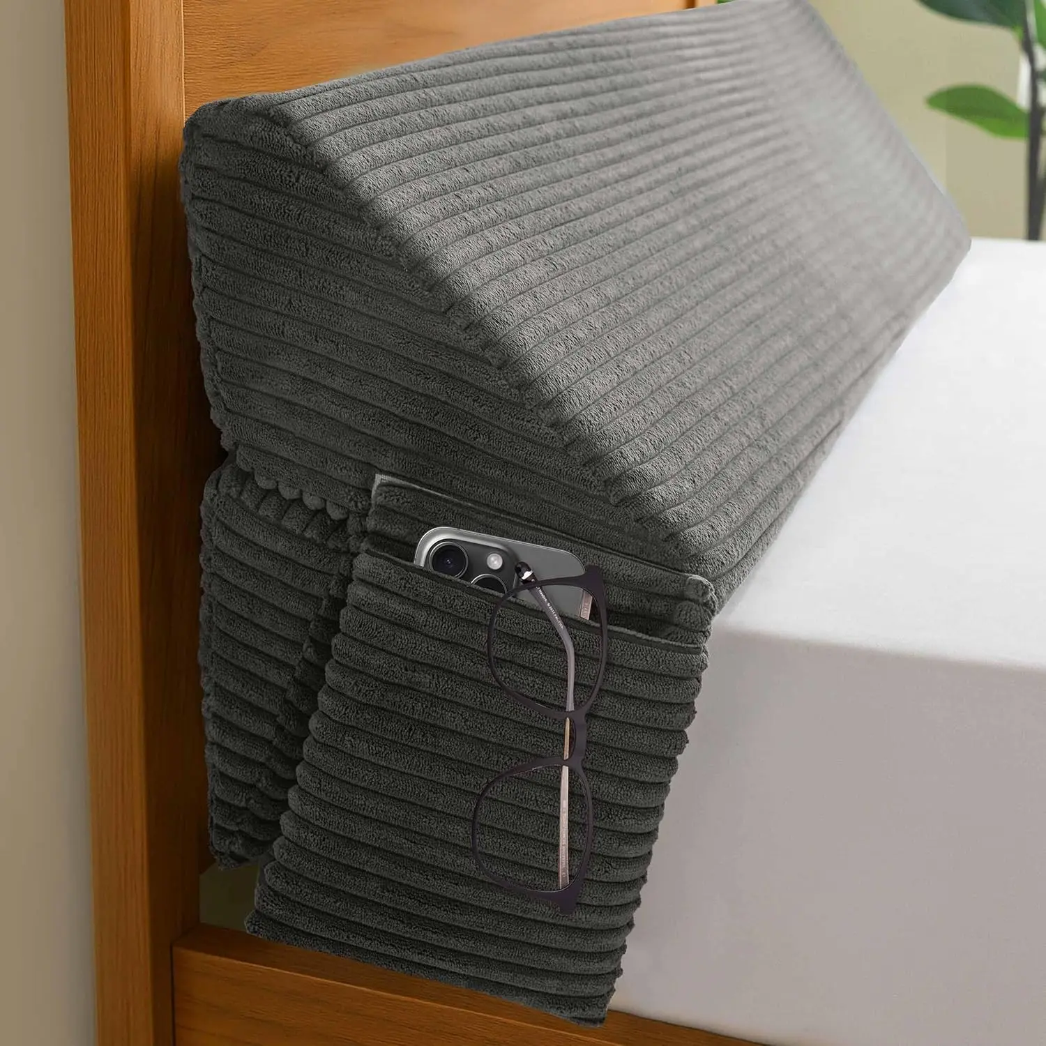 Full Size Wedge Pillow for Headboard Gap - Multi Functional Mattress Wedge Bed Gap Filler Close The Gap (0-7") Between Your Mattress and Headboard or Wall (Grey 54"x11"x9")