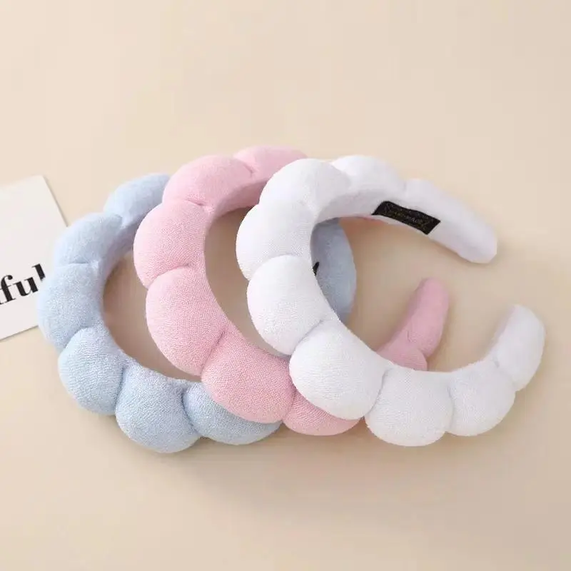 Fluffy Bubble Spa Headbands for Women, Multi Color Terry Cloth Non Slip Skincare Headband Set, Soft Padded Face Wash Hair Band for Makeup, Skincare Routine, Facial Cleansing & Daily Self Care summerwins