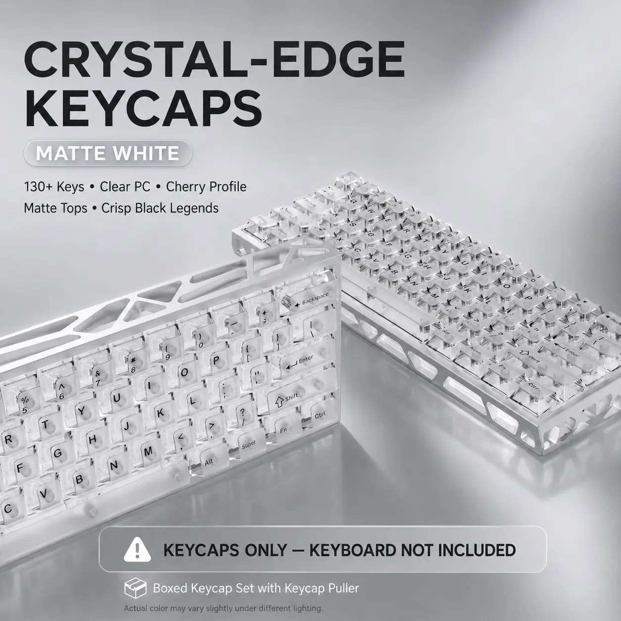 130+ Key Transparent PC Keycap Set for Mechanical Keyboard, Cherry Profile, Durable Design, Perfect Fit for Gaming & Office Use
