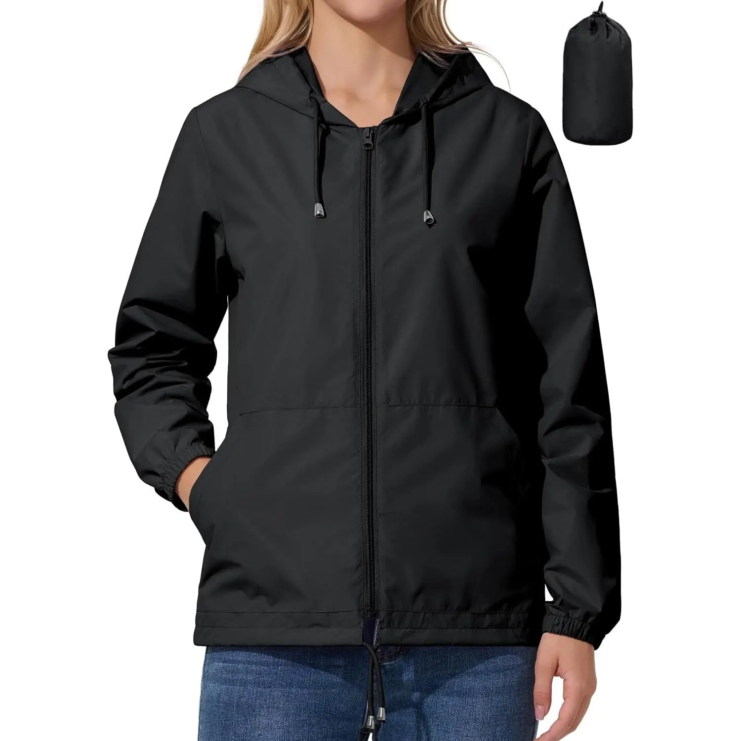 Women's Lightweight Waterproof Rain Jacket Windbreaker with Hood Packable for Cycling Running Hiking GearGift