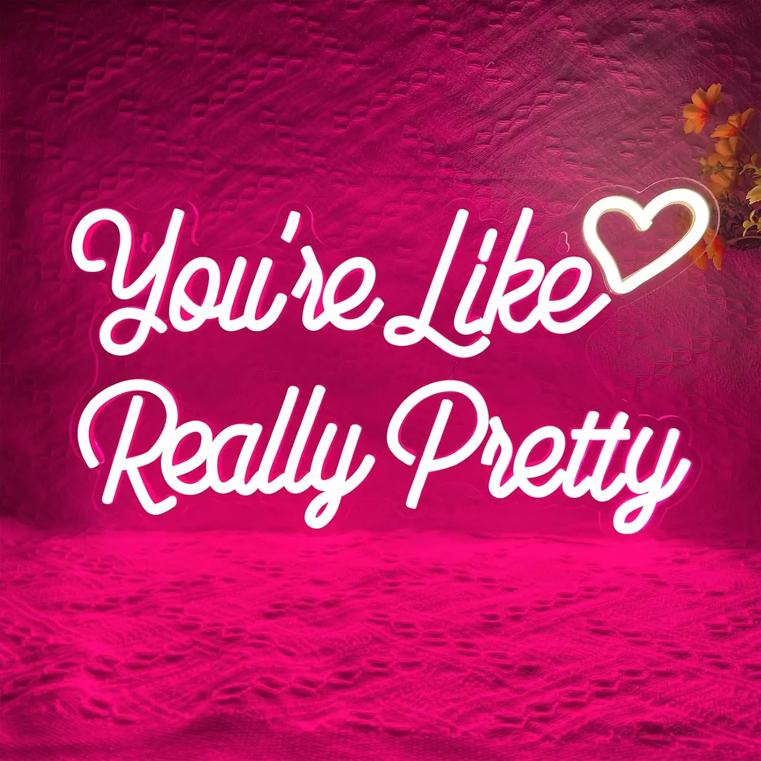 You’re Like Really Pretty Neon Sign for Wall Decor, Heart LED Neon Light,  Custom Neon Signs for Girls Bedroom Wedding Aesthetic Engagement Birthday Party Holiday Girlfriend