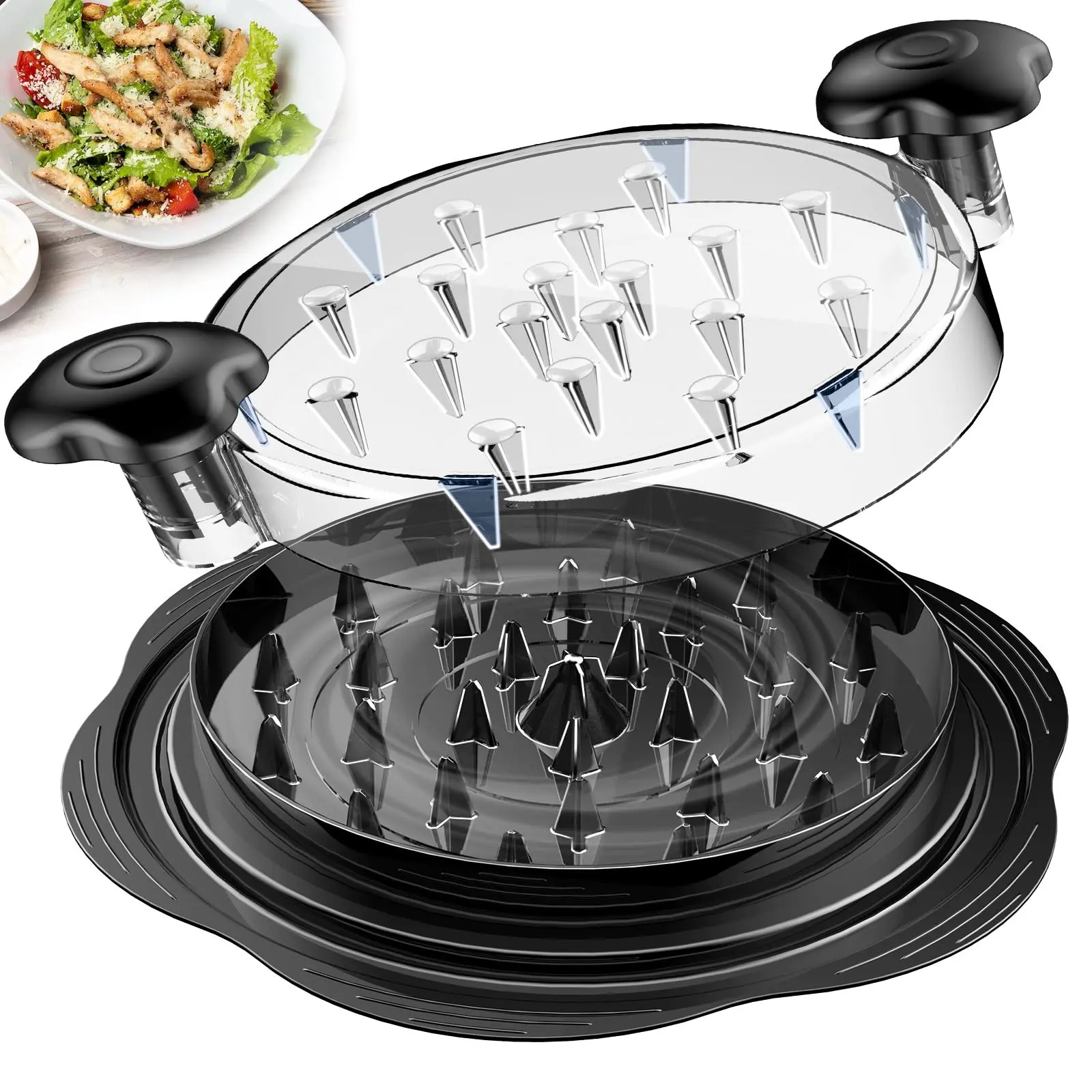 Double Layer Dense Conical Spike Meat Tenderizer Rotate Press Design Kitchen Chicken Breast Steak Fast Meat Breaking Gadget