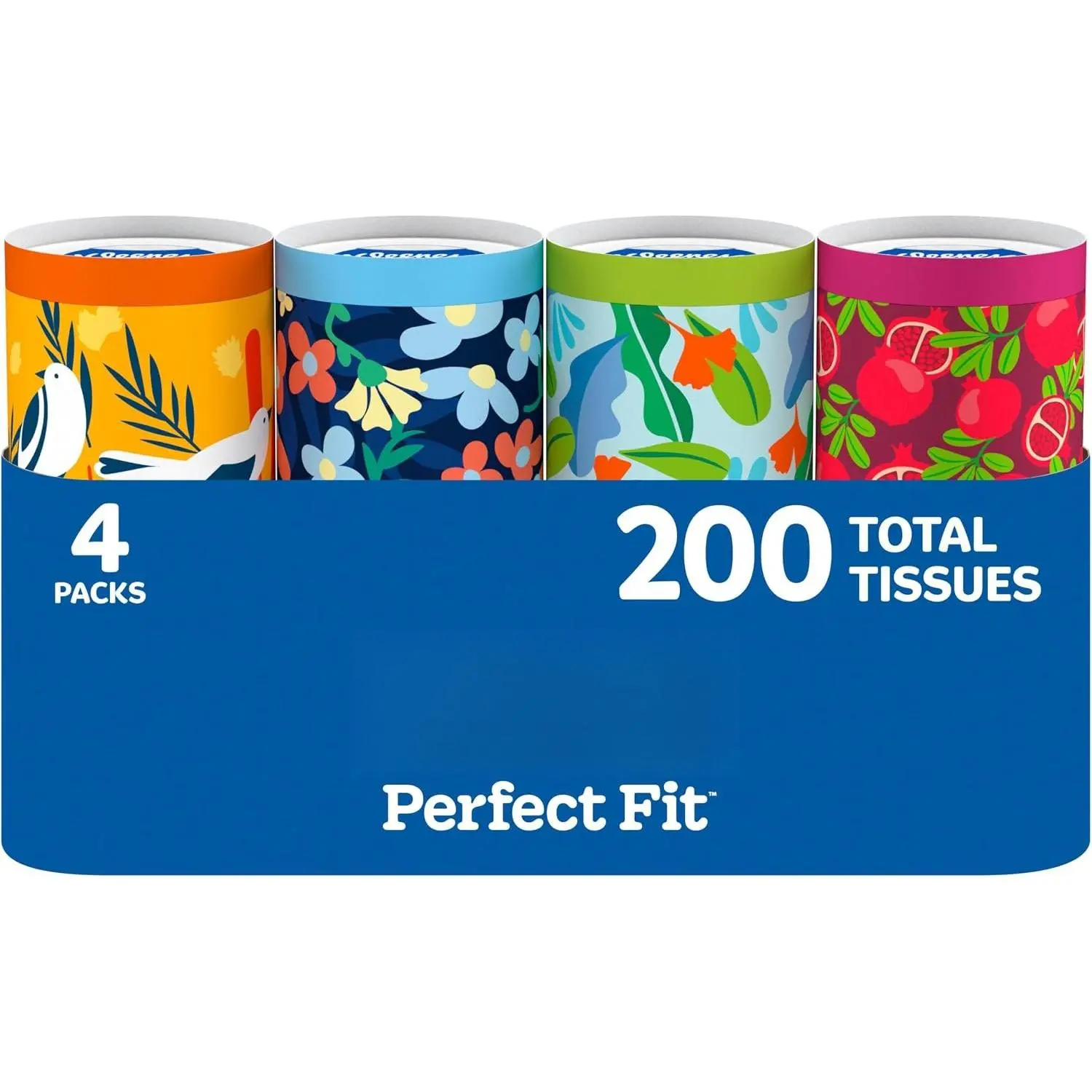 Compact, Absorbent, Durable Synthetic Facial Tissues, 4 Canisters (50 per Can), 200 Total Tissues