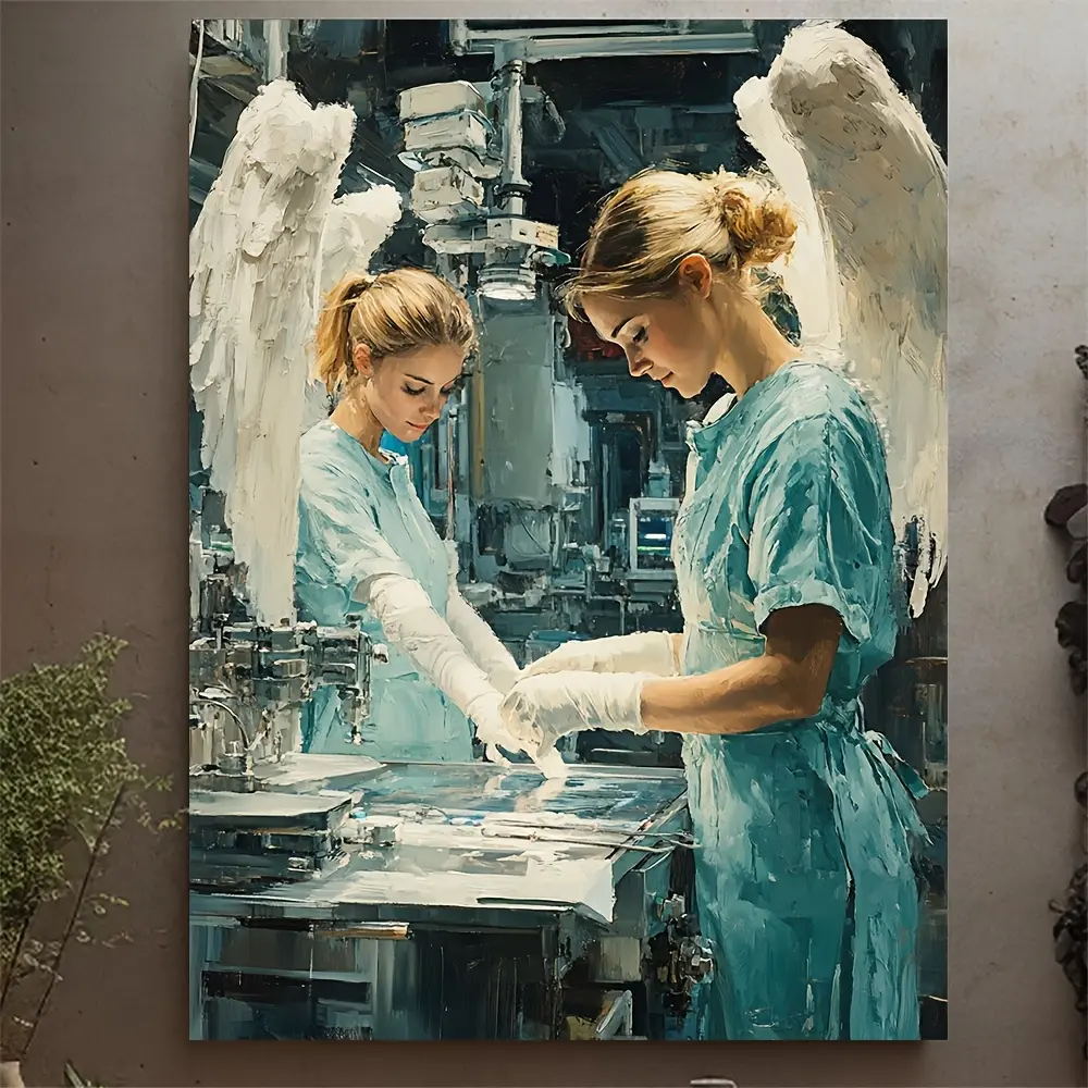 2D FLAT 1 Piece Angel Wings Surgeon Canvas Print - Wall Art, Wall Decoration, Ready-to-Use Surgical Office Decor, Inspirational Gift for Female Doctors, Operating Room Decor, Medical Decor