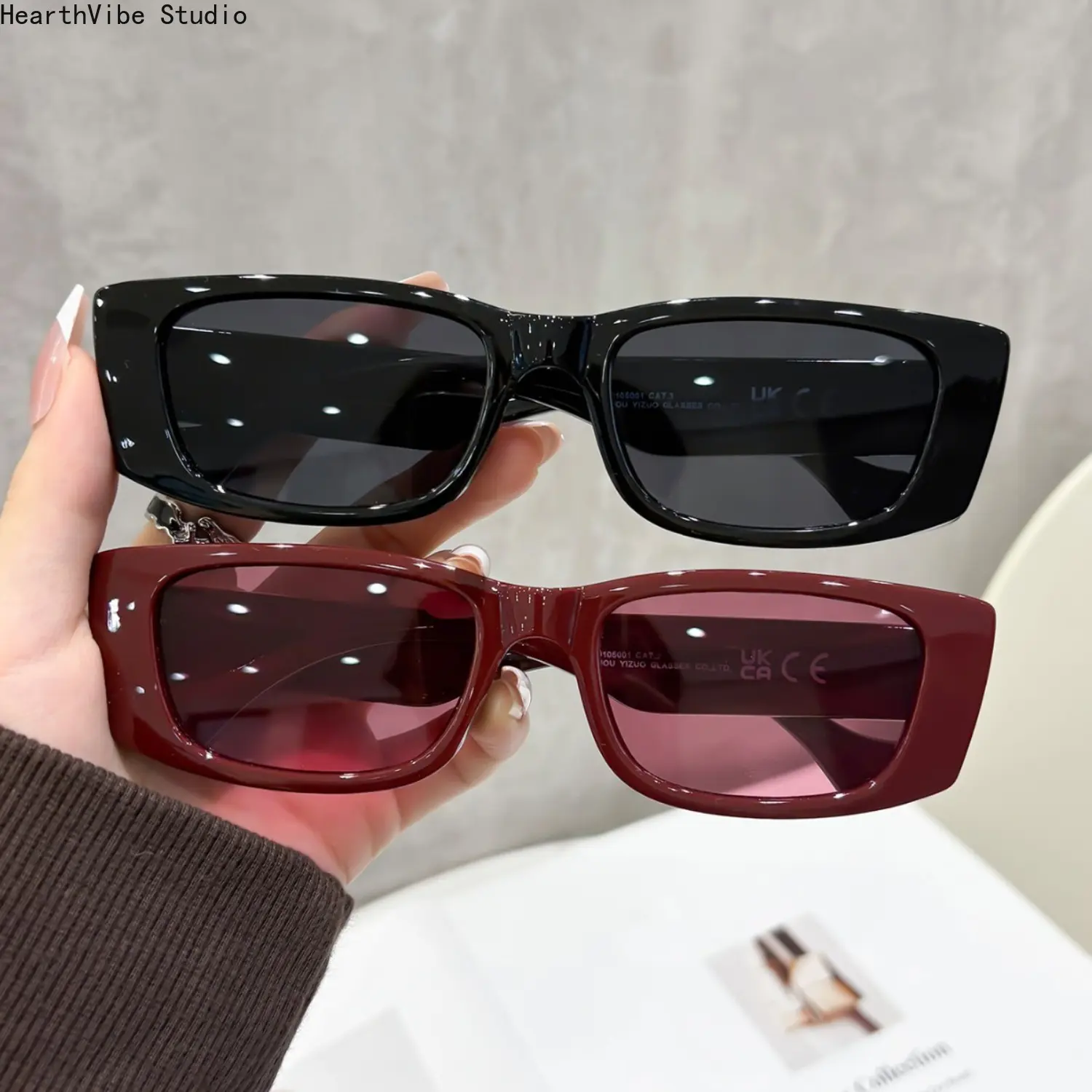 Trendy Rectangle Sunglasses for Women Men Y2K Chunky Wide Frame Glasses Slim Flat Rectangular Fashion Shades Vintage 90s Eyewear for Travel Streetwear