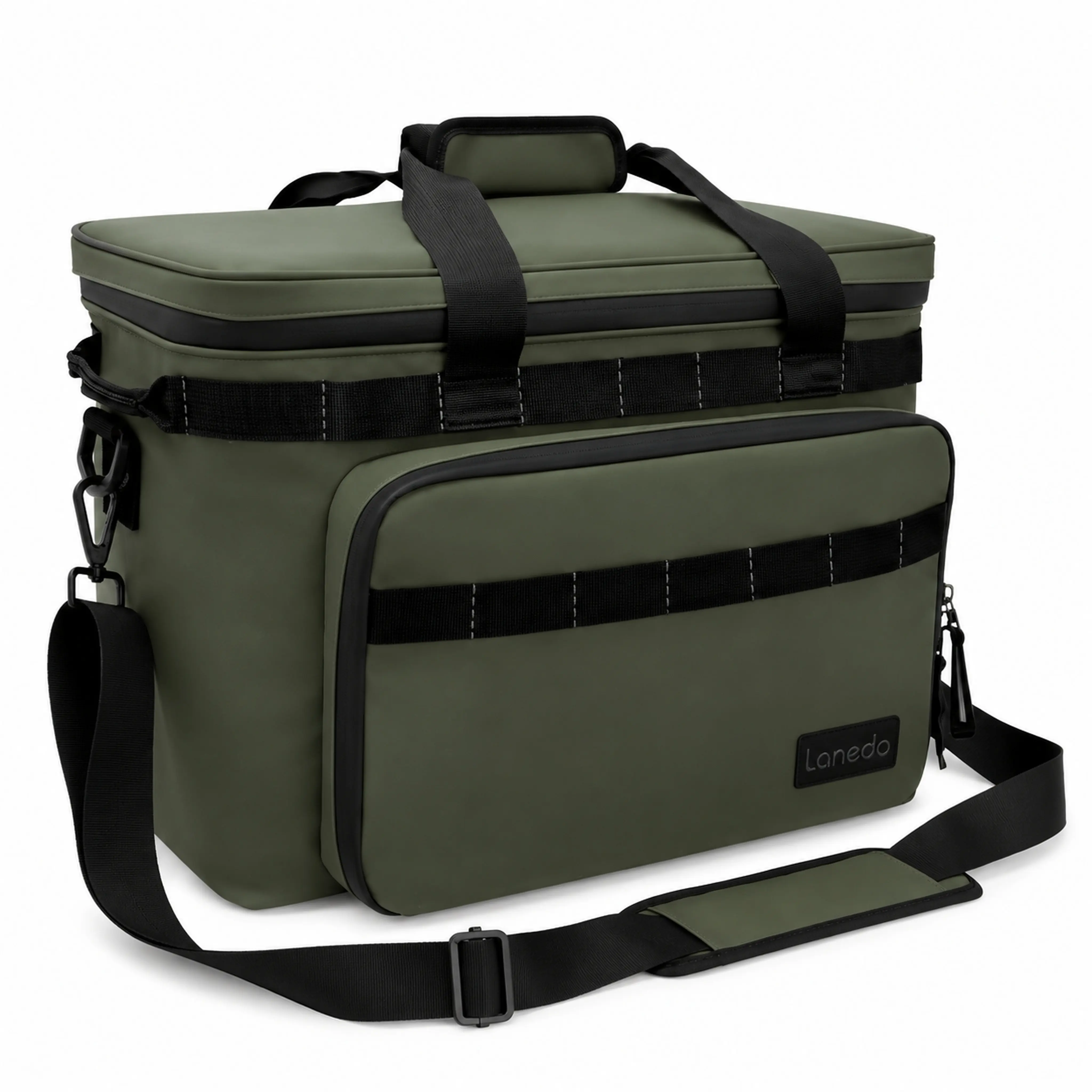High-Capacity 36-Slot Cooler Bag - All Seasons Waterproof Leak-Proof Heat-Insulating Portable Foldable Soft-Edge Bag, No Bulky Design, Ideal for Sports Camping Picnics (Green/Blue), Large