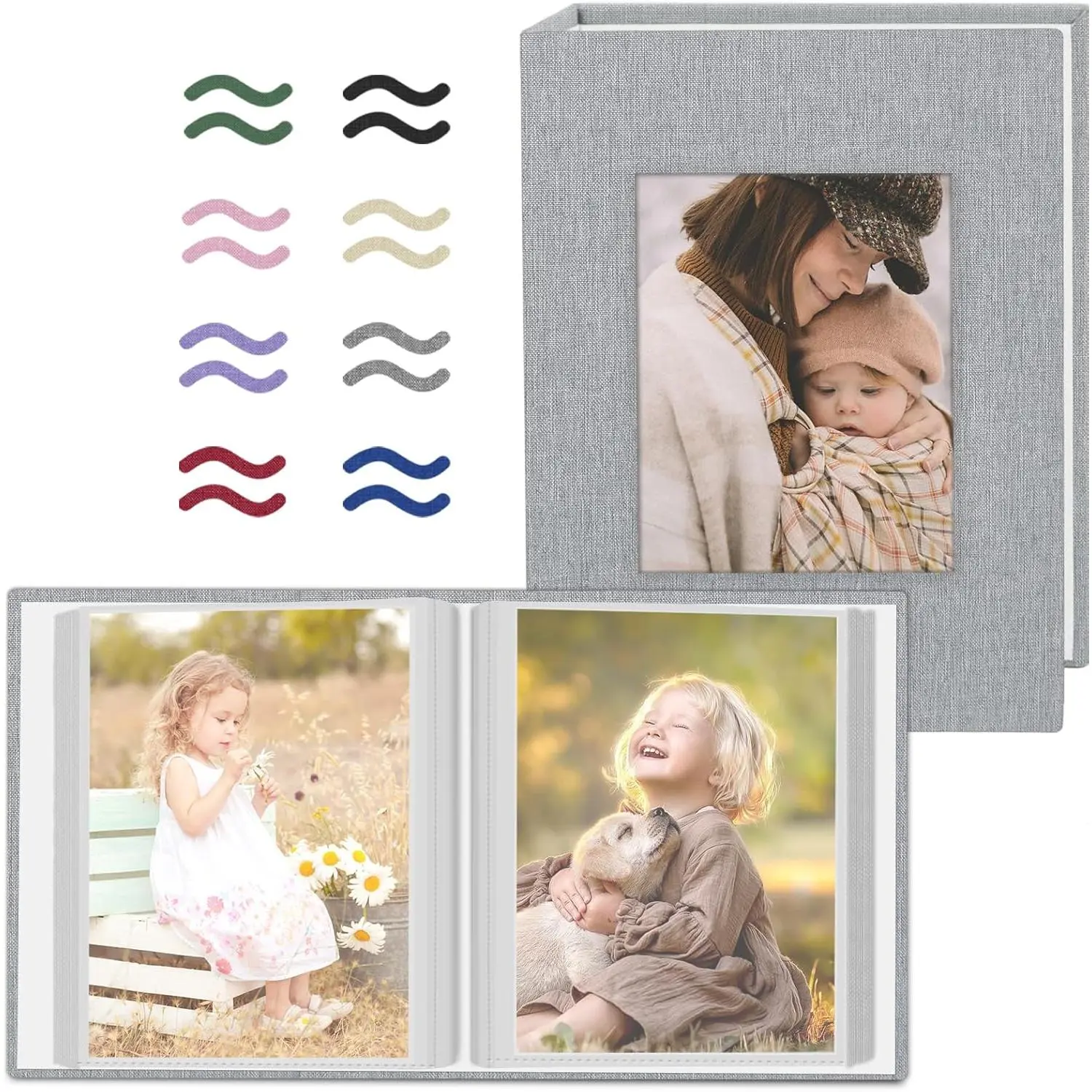 2 Pack Photo Album 4x6 Pictures, Small Linen Slip-in Photo Albums Book for 80 Photos with 40 Pockets, Birthday Gifts for Women Mom Family