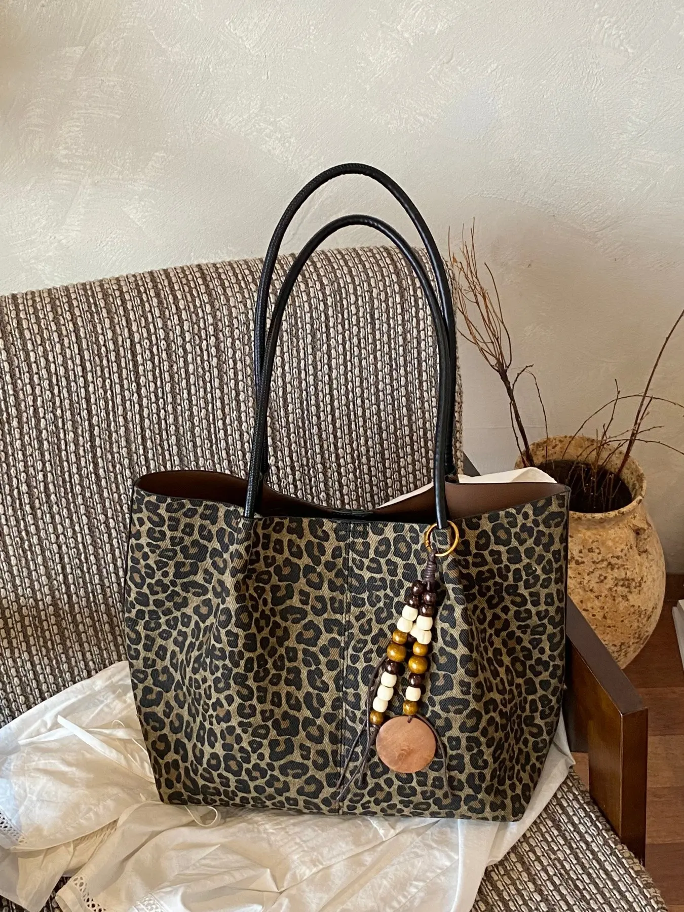 Fashion Leopard Print Large Capacity Women's Multifunctional Shoulder Bag, Simple Lightweight Design, Tote Bag, Crossbody Bag, Shopping Bag