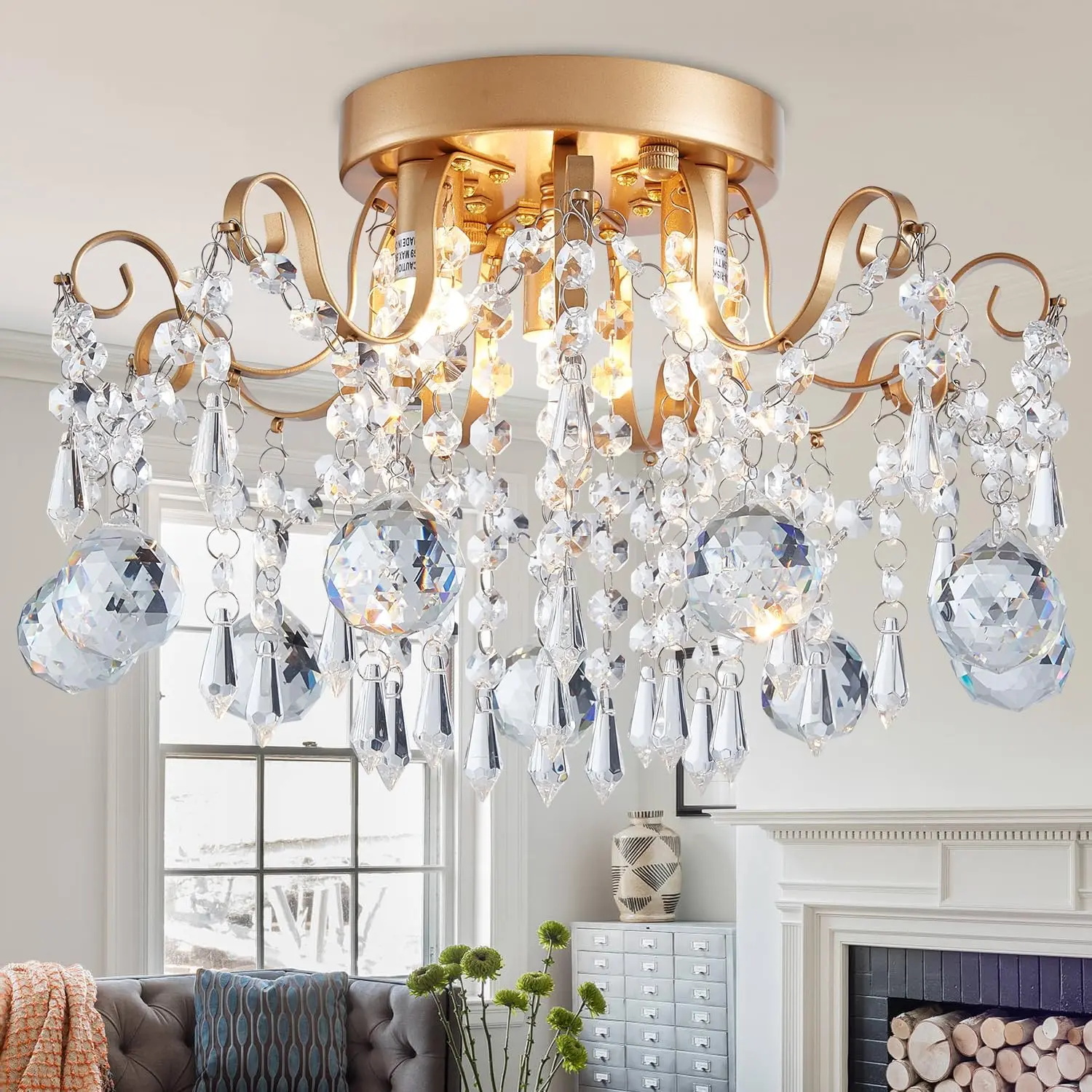 Rain Drop  Small  Chandelier Ceiling Light 3-Light Fixture Modern Chrome Iron Material Suitable for Bedrooms, Hallways, Walk-in Closets, Entryways, Stairwells ()