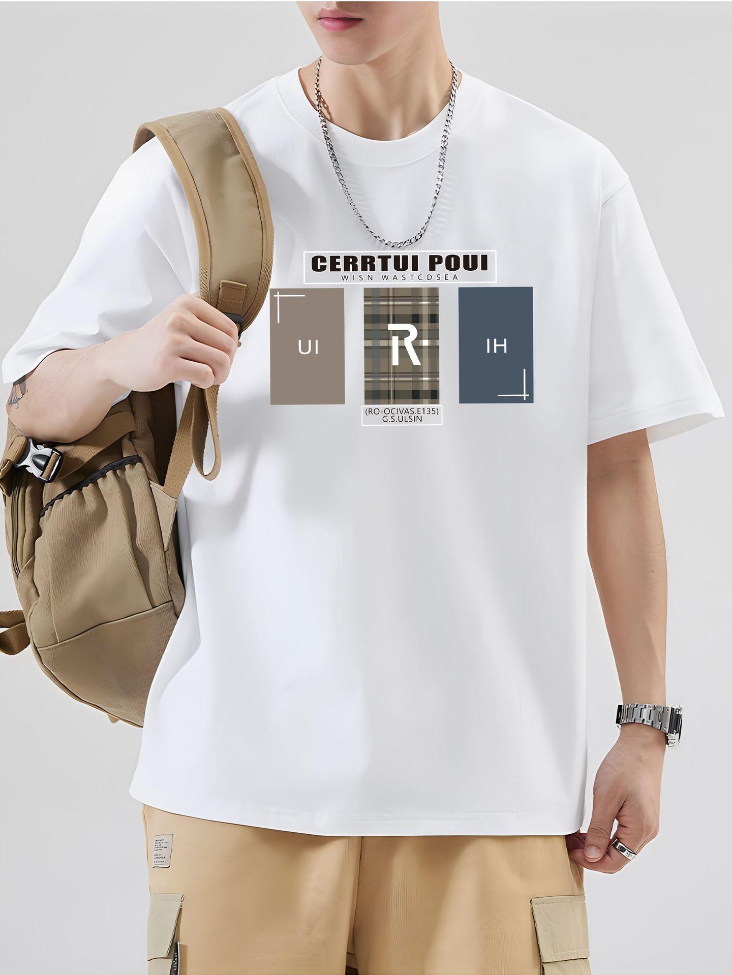 Men's Pure Cotton Short-Sleeve T-Shirt - Loose Fit, Crew Neck, Streetwear Style. A Versatile & Trendy Summer Essential - E-Commerce Bestseller.