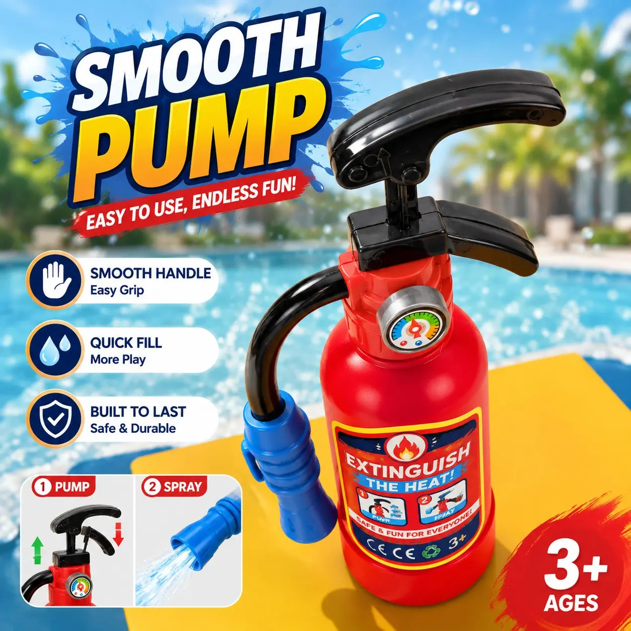 Fire Extinguisher Sprayer 420ml Durable ABS Soaker Toy Squirt Guns for Kids Summer Activities and Cooling