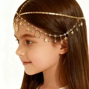 Bohemian Luxury Bridal Head Chain, Sparkling Vintage Boho Hair Jewelry. Exquisite elegant hair accessory for girls, trendy decorative piece suitable for weddings, parties, dates and daily hairstyle looks.