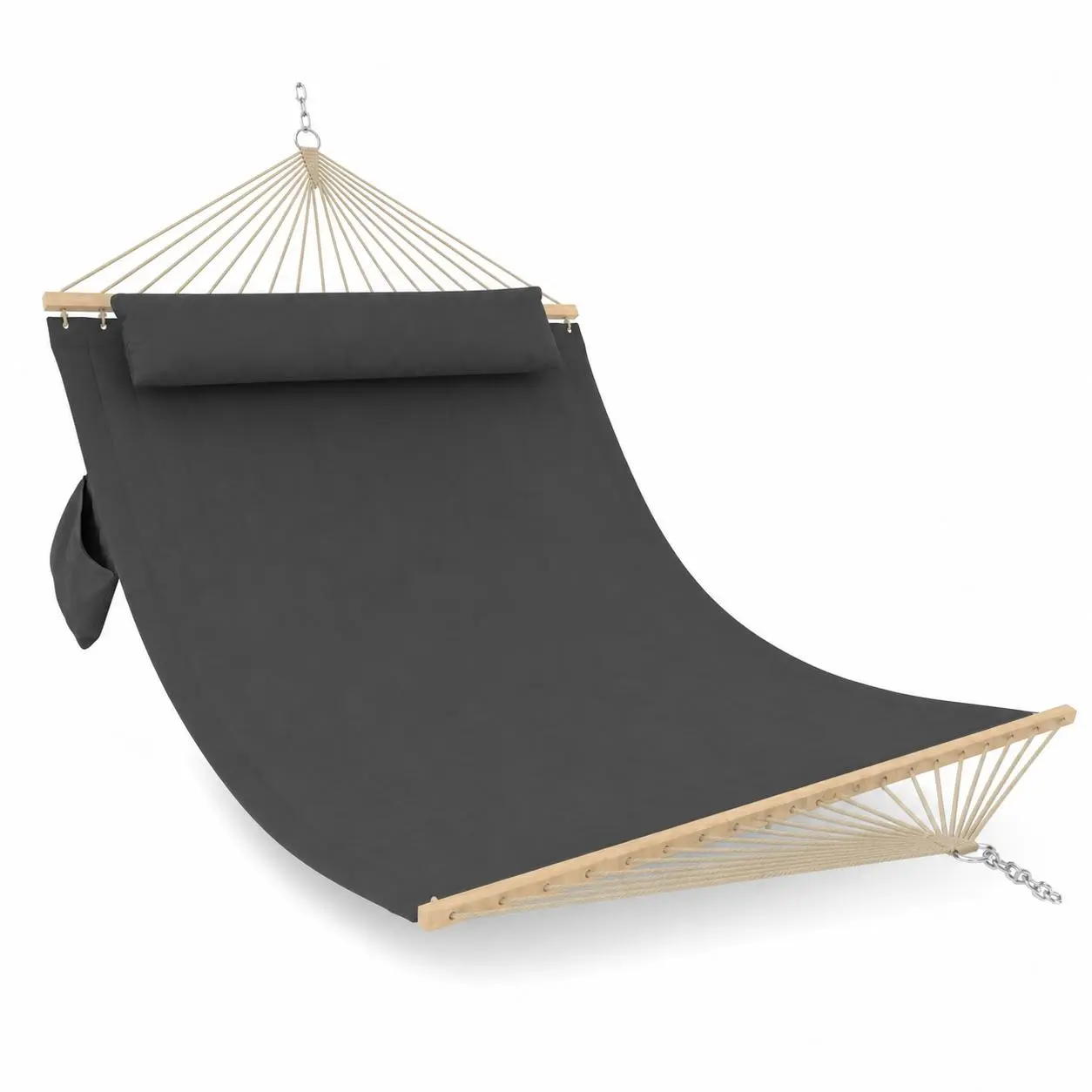 Superior Double Quilted Hammock for 2 Adults - 12 FT Fabric Swing Bed with Spreader Bar, Removable Pillow - Supports 450lbs, Ideal for Patio, Garden, Backyard, Indoor/Outdoor Relaxation
