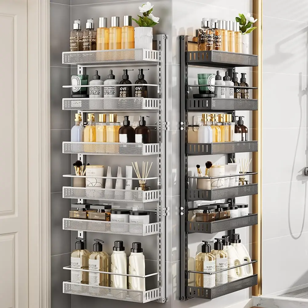 Garvee 6-Tier Heavy Duty Over-the-Door Pantry Organizer Rack – Adjustable Metal Storage Shelf with Removable Baskets – Wall Mounted or Hanging Space-Saving Kitchen Organizer for Spices and Cans