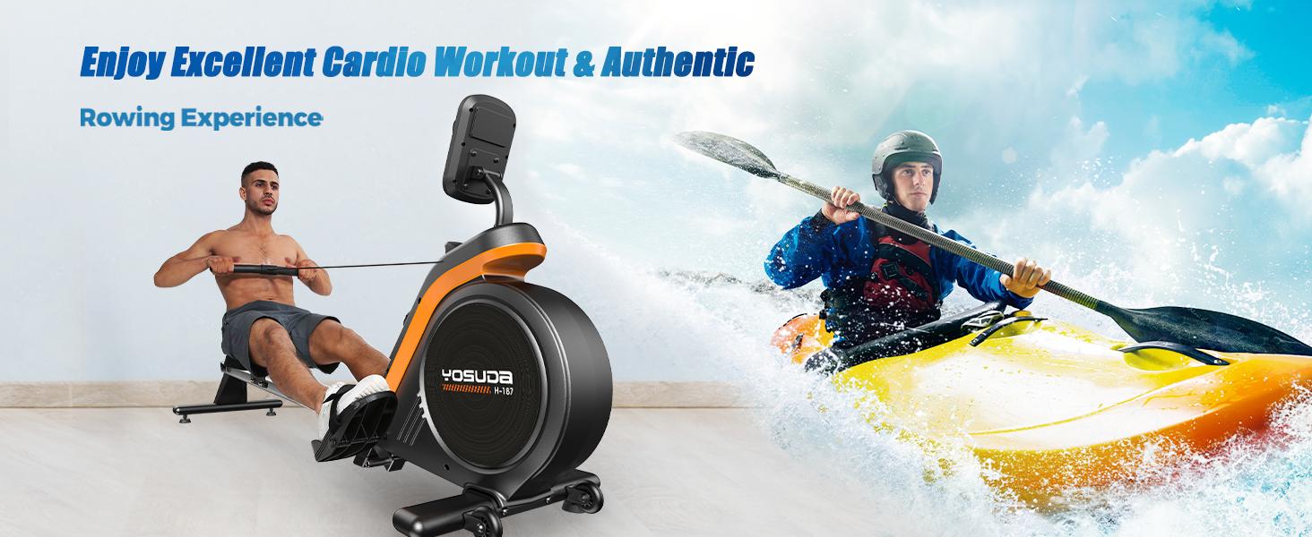 Magnetic/Water Rowing Machine 350 LB Weight Capacity - Foldable Rower for Home Use with Bluetooth, App Supported, Tablet Holder and Comfortable Seat Cushion