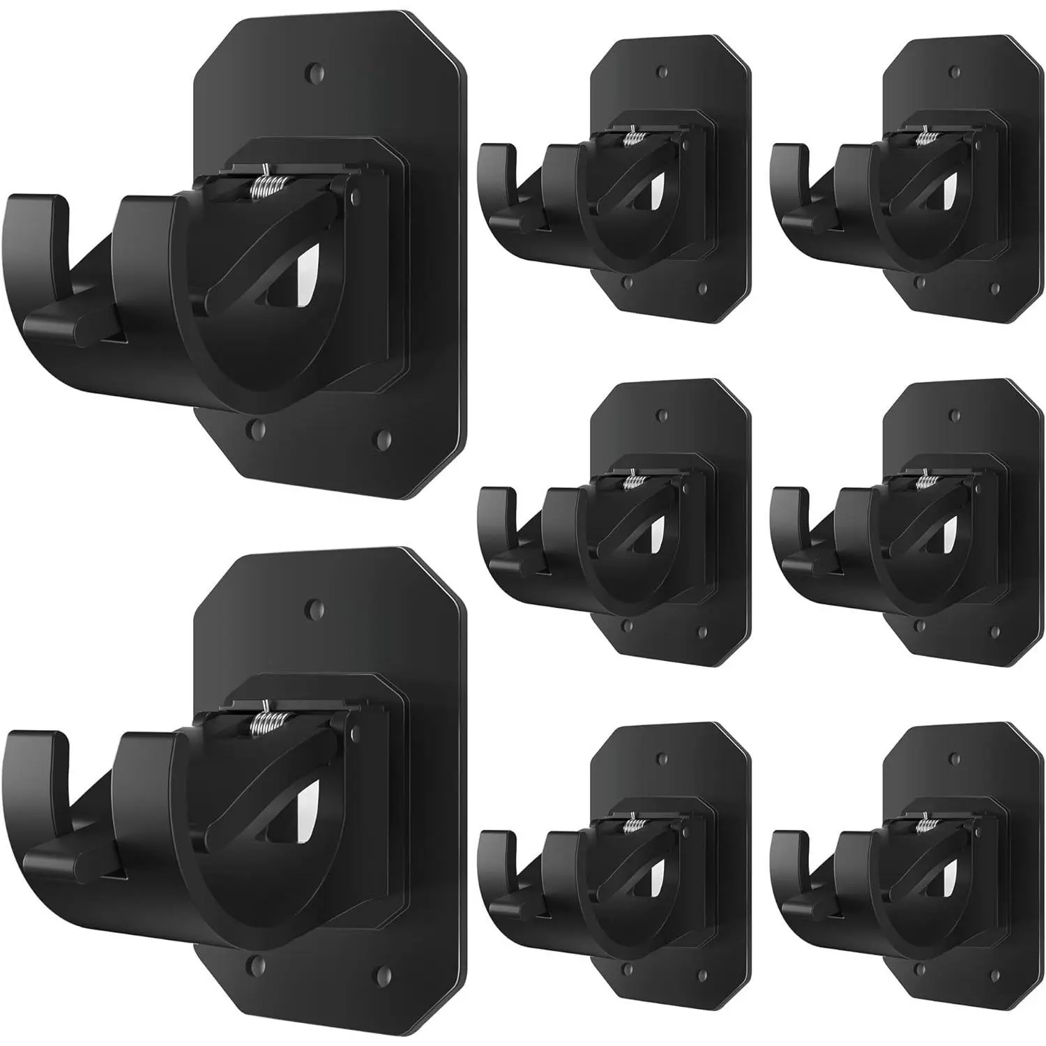 8PCS Upgraded No Drill Curtain Rod Brackets No Drilling Self Adhesive Curtain Rod Holder Hooks Nail Free Adjustable Curtain Rod Hook Curtain Hangers for Bathroom Kitchen Home Bathroom and Hotel(Black),camping essentials