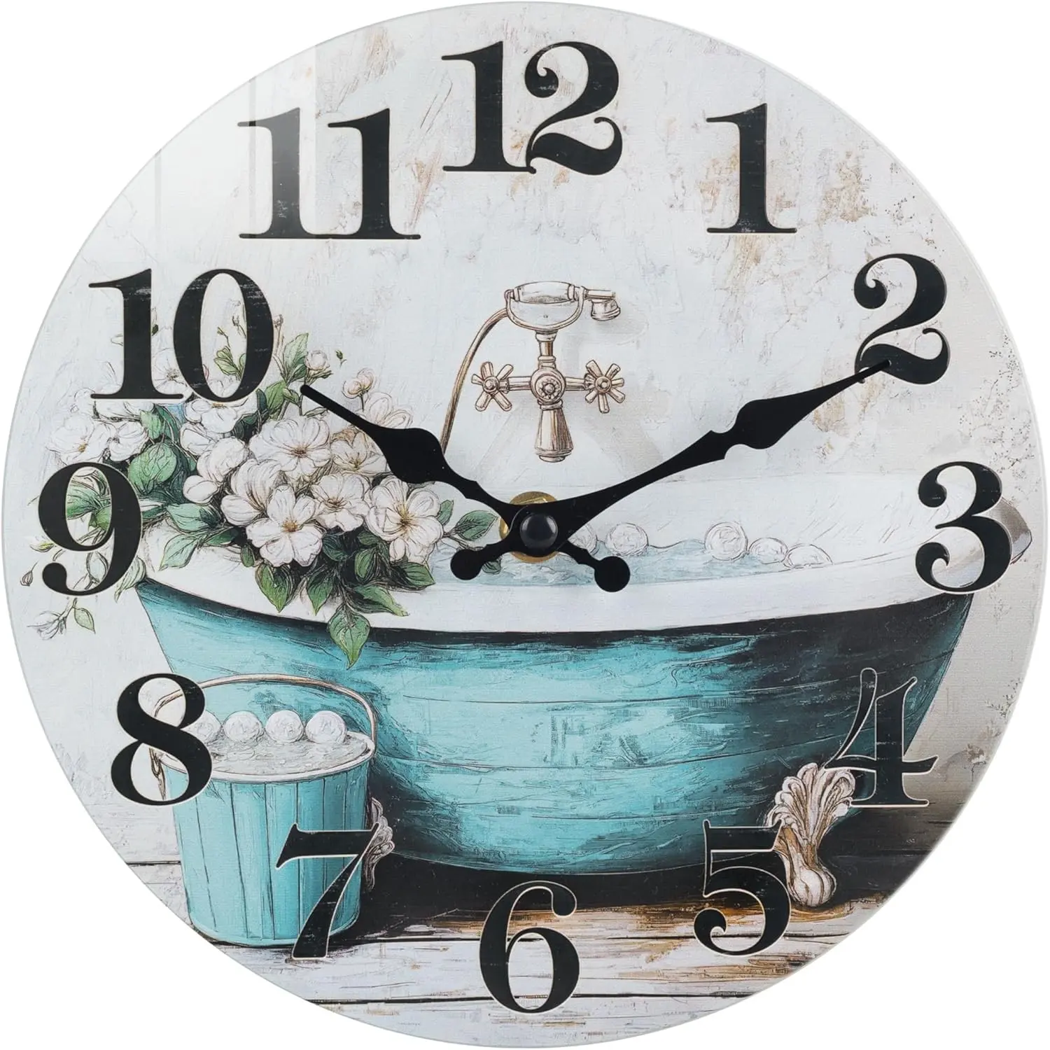 Bathroom Wall Clock,Rustic Style Waterproof Glass Shower Clock Wall Clock for Bathroom Decor (8 Inch,Blue)