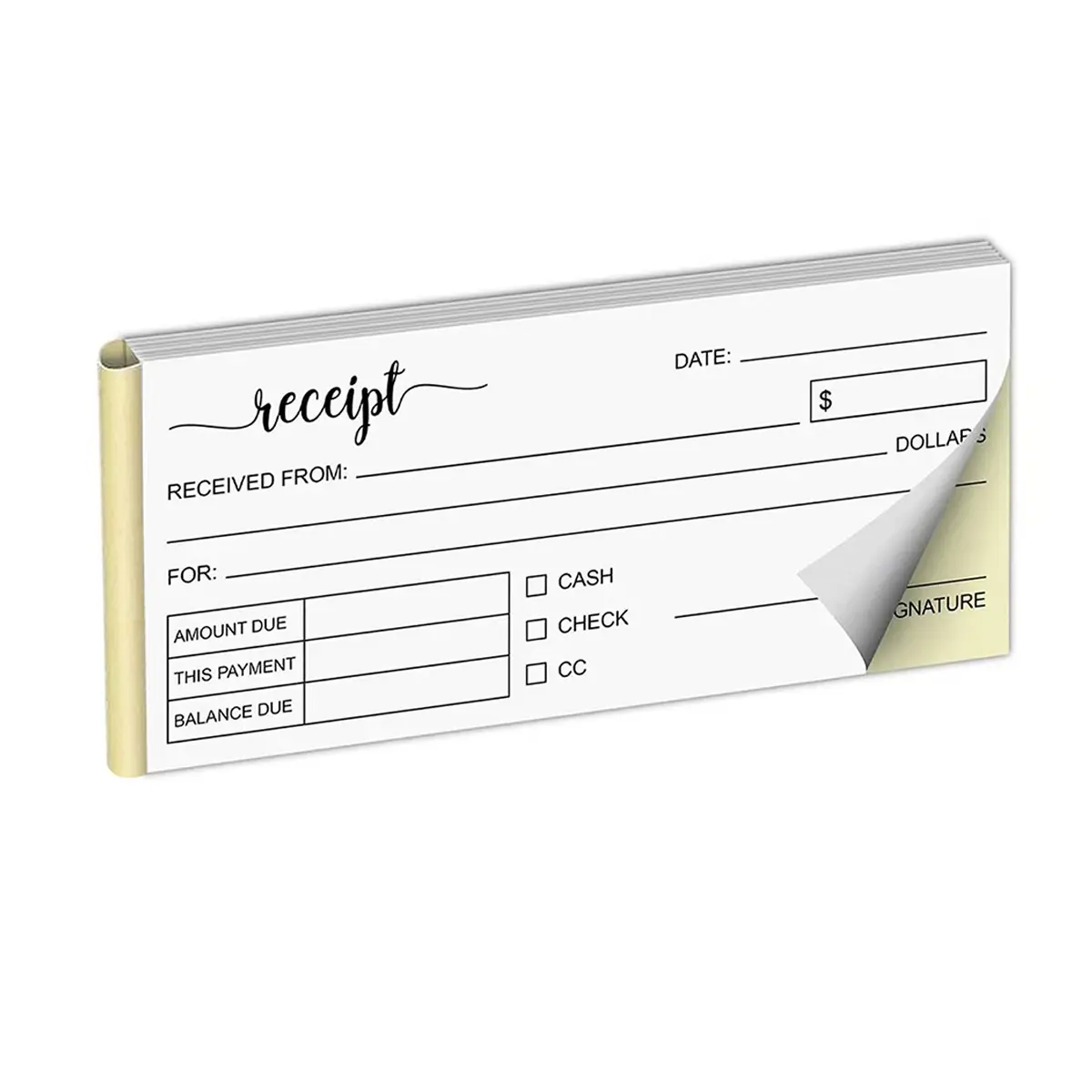 50-Page Receipt Book, 2.75x6 Inches, Dual-Sided Carbonless Paper, Office Supplies, /, Ideal for Small Businesses, Retail, Crafts, Restaurants, Home Use