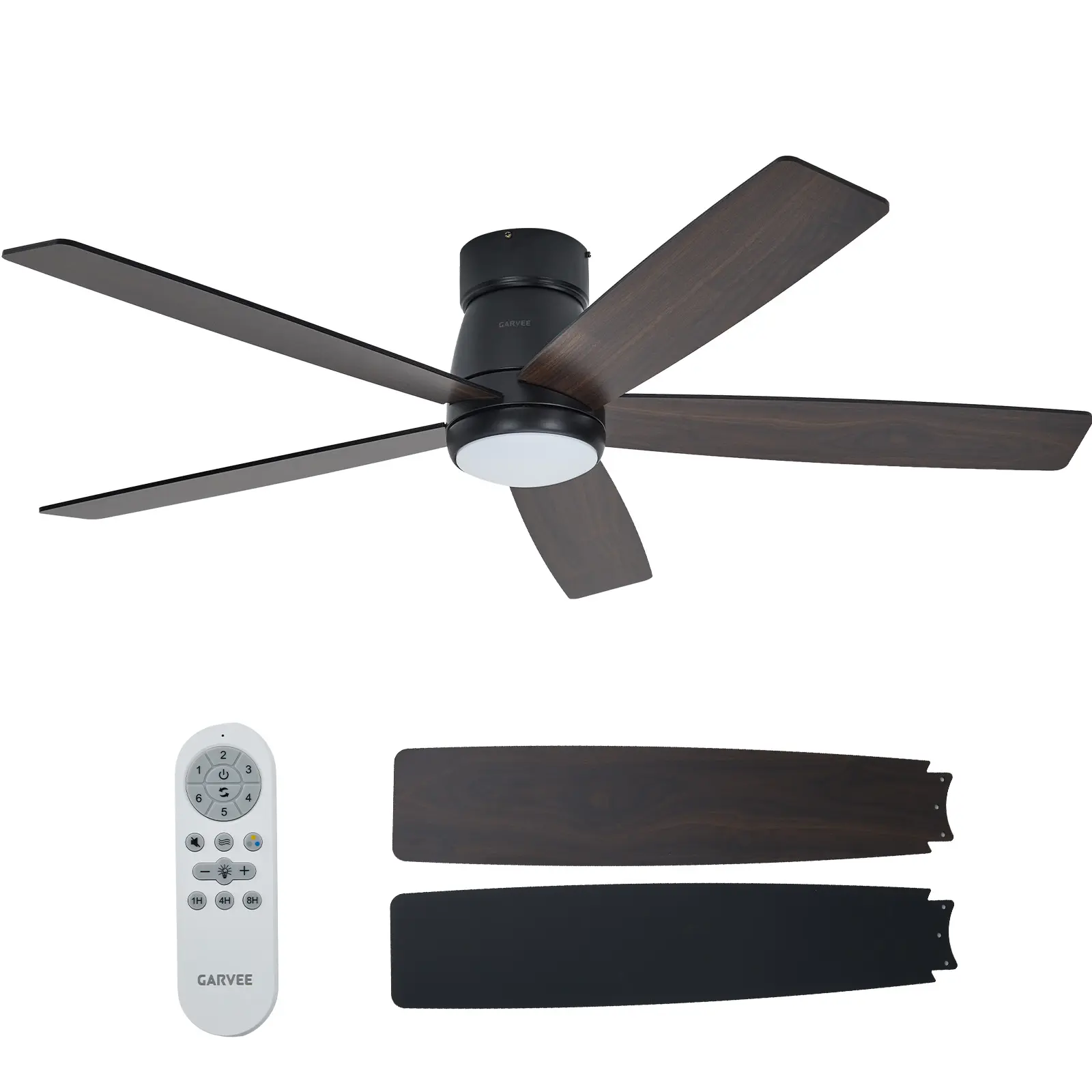 52 Inch Smart Ceiling Fan with Lights – 5 Blades, Remote & App Control, Adjustable Color Temperature & Brightness, Multiple Wind Speeds, Alexa Compatible, Timer, Modern Indoor/Outdoor Ceiling Fan – Black/White Ceiling Mount