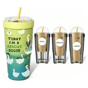 1PC 32oz Goose Print Insulated Tumbler with Straw, Cute Duck Vacuum Travel Mug, Double Wall Stainless Steel Cold Keeper Cup, Keeps Drinks Ice Cold for 24H & Hot for 12H, Leakproof Sweat-Free Design, Fits Most Cup Holders, Perfect for Coffee, Iced Drinks,