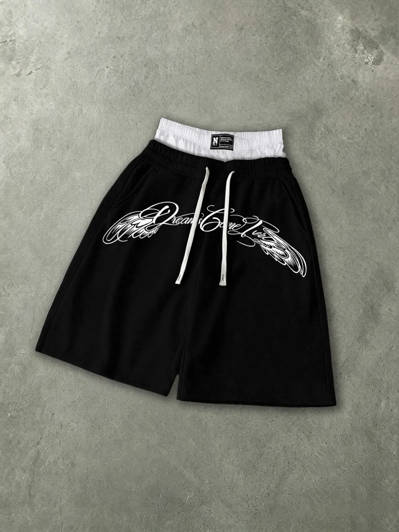 Oversized Loose Men Casual Sweat Shorts, Athletic Sweat Shorts, Adjustable White Drawstring Double Layer Waist Design Vintage Graphic Sweat-Wicking Stretchy with Storage Pockets Ideal for Gym Workout Summer Outfits