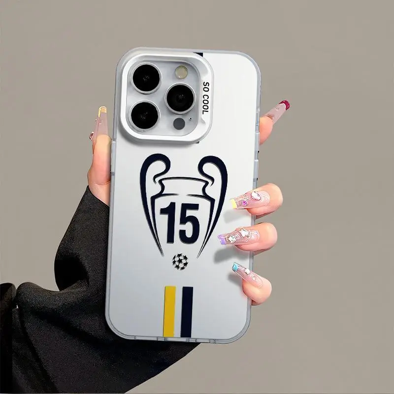 IPhone 17 Promax Madrid pattern Phone Case Anti Drop Protective Case Suitable for iphone 17 16 15 14 13 12 11 XS Plus & Samsung Galaxy S25 Ultra S24 S23 S22 S21 Plus Acrylic Phone Case transparent phone cover Protection Casing Protector Cellphone