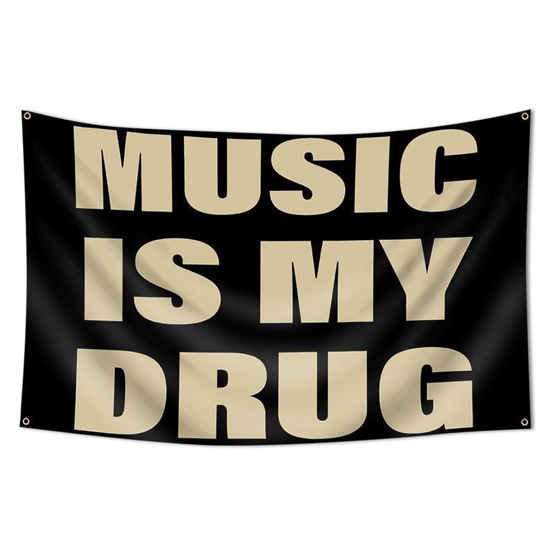 Lightweight Music Is My Drug Tapestry, 3x5 Ft Indoor-Outdoor Wall Banner, Home Decor for Dorm Room, Bedroom, Study Room bedroom decor tapestry cheap bedroom decor chill room accessories,evangelion,family,extra,rivalry,uv,last,suitable