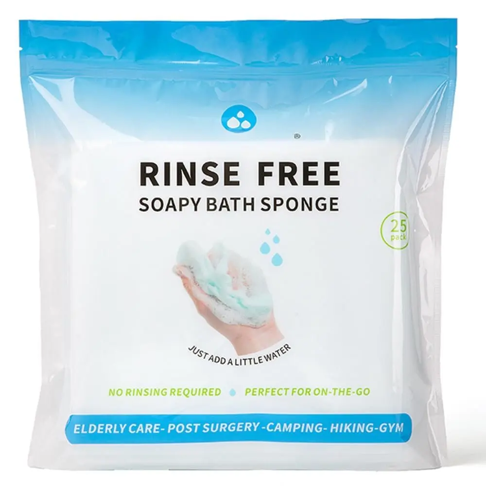 -21% Larger,No Rinse Bathing Wipes for Adults-Rinse Free Bath Sponges,Soap Infused,Dry Shower Wipes for ,For Camping,Hiking,GYM,   Haves, (25 Counts)