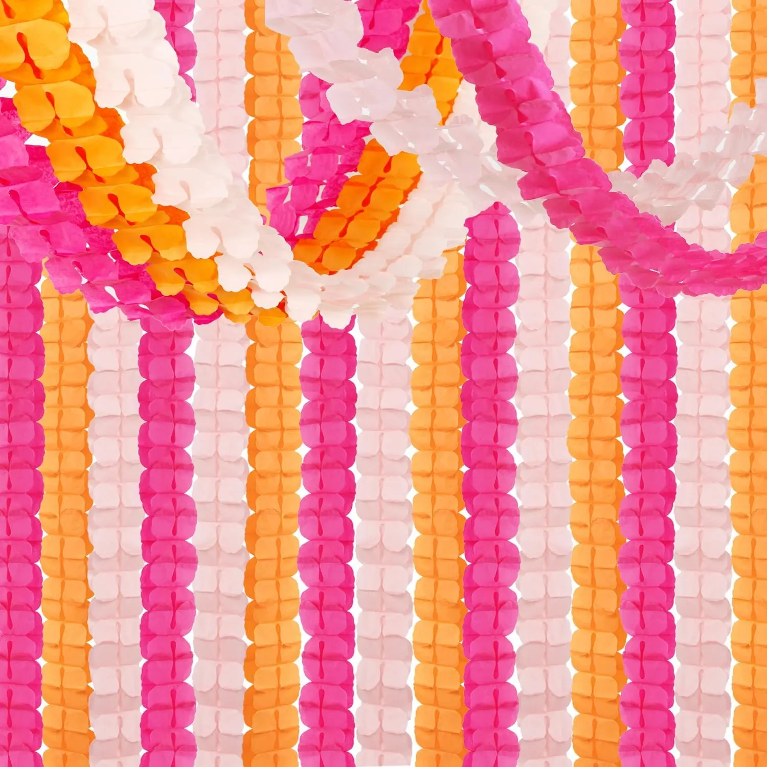 12-Pcs Hot Pink & Burnt Orange 4-Leaf Clover Paper Streamers Garland Banners - Home Supplies Backdrop Decor for Fall Thanksgiving, Wedding, Baby Shower, Graduation, Birthday Party Decorations