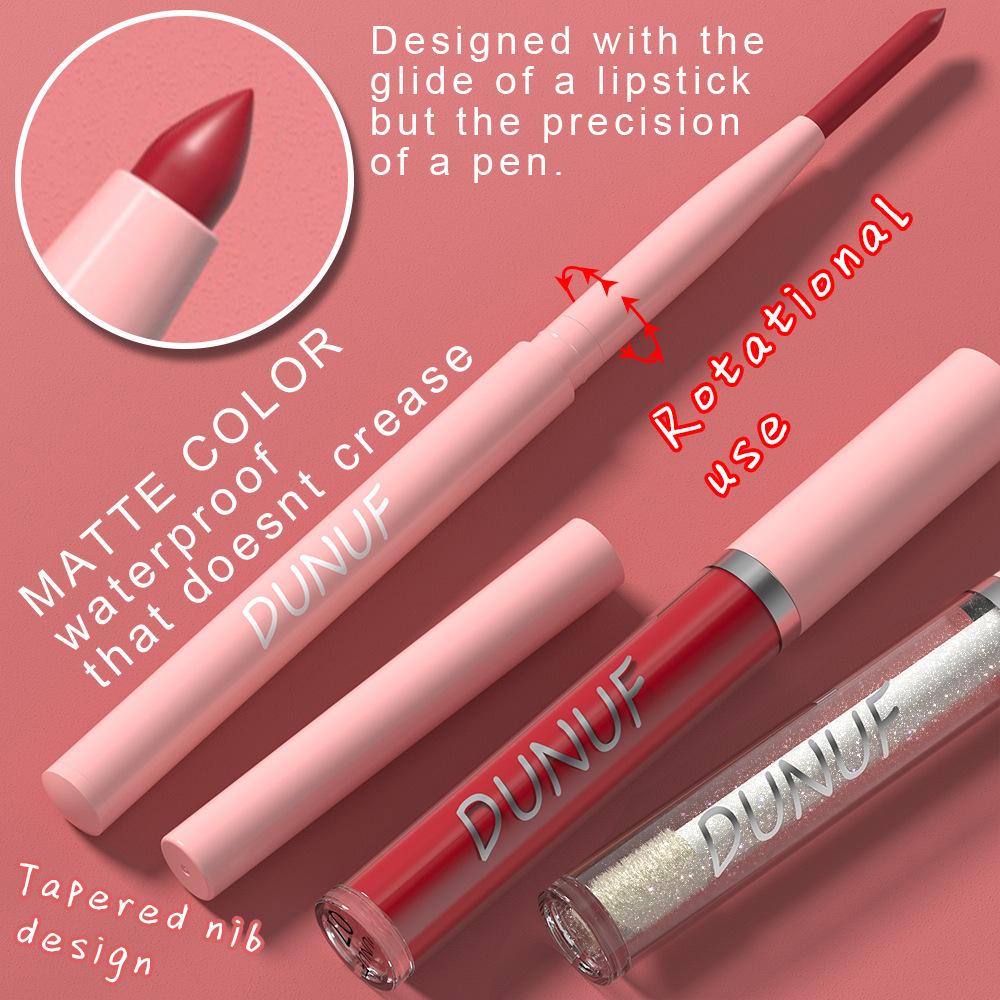 3PCS Nude Brown Lip Liner and Matte Lipstick Makeup Sets,3in1 Vegan Lipstick Lip Liner and Gloss Stain Set Long Lasting Waterproof labiales mate 24 horas originales matte largaduracion