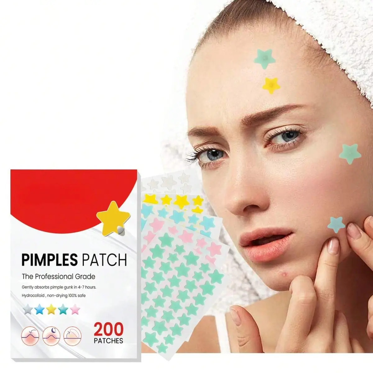 200 Pcs Acne Patches, Party Stickers, Heart Shaped Stickers, Star Decorative Stickers, Halloween Acne Patches, Skin Care Accessories