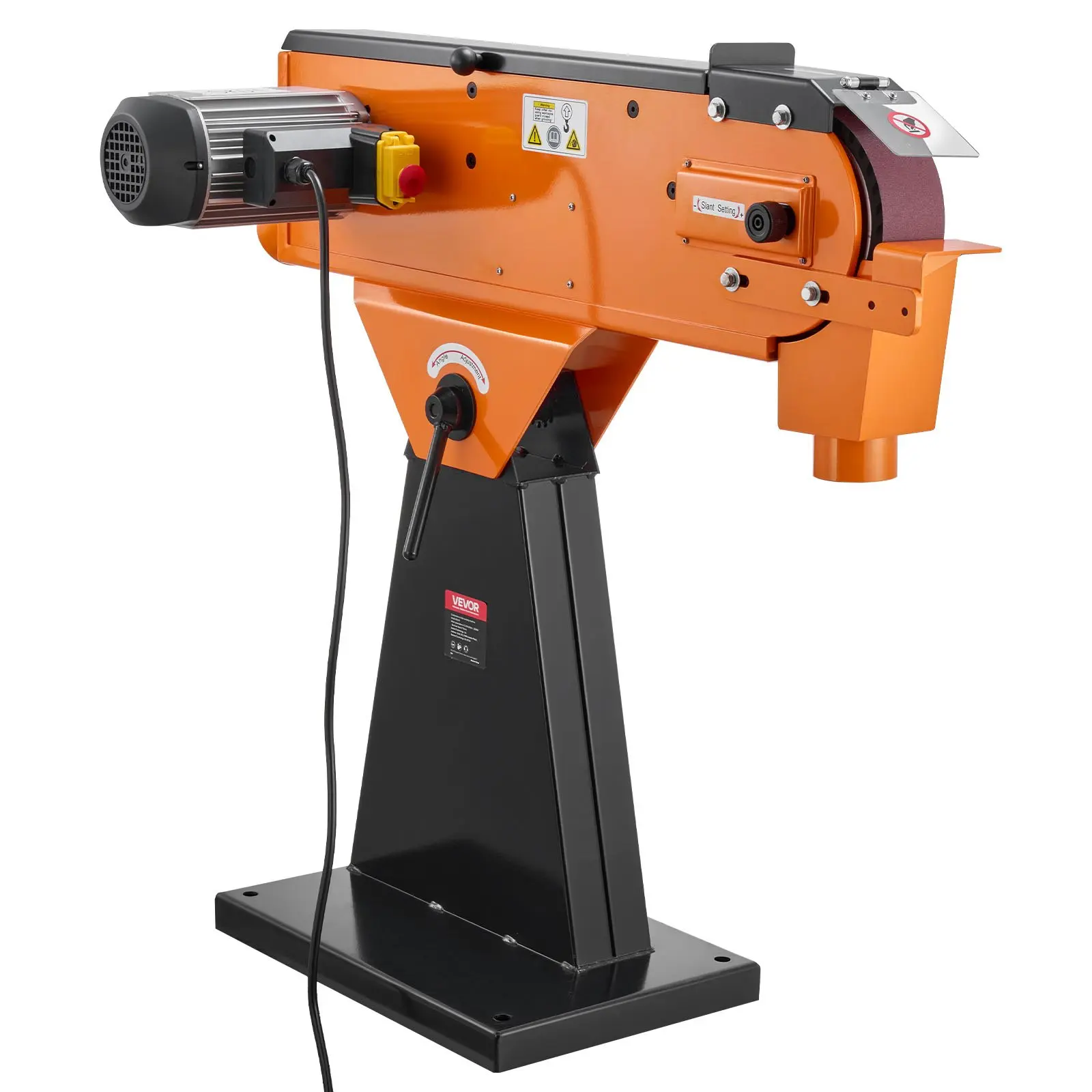 VEVOR 3x79 Inch Single Speed Belt Grinder Sander, 2200W 1000RPM Industrial-Grade Machine with Flexible Angle Adjustment (0°-45°), Dust Collection Port, Enhanced Safety & Stability, AC230V for Professional Woodworking Metalworking