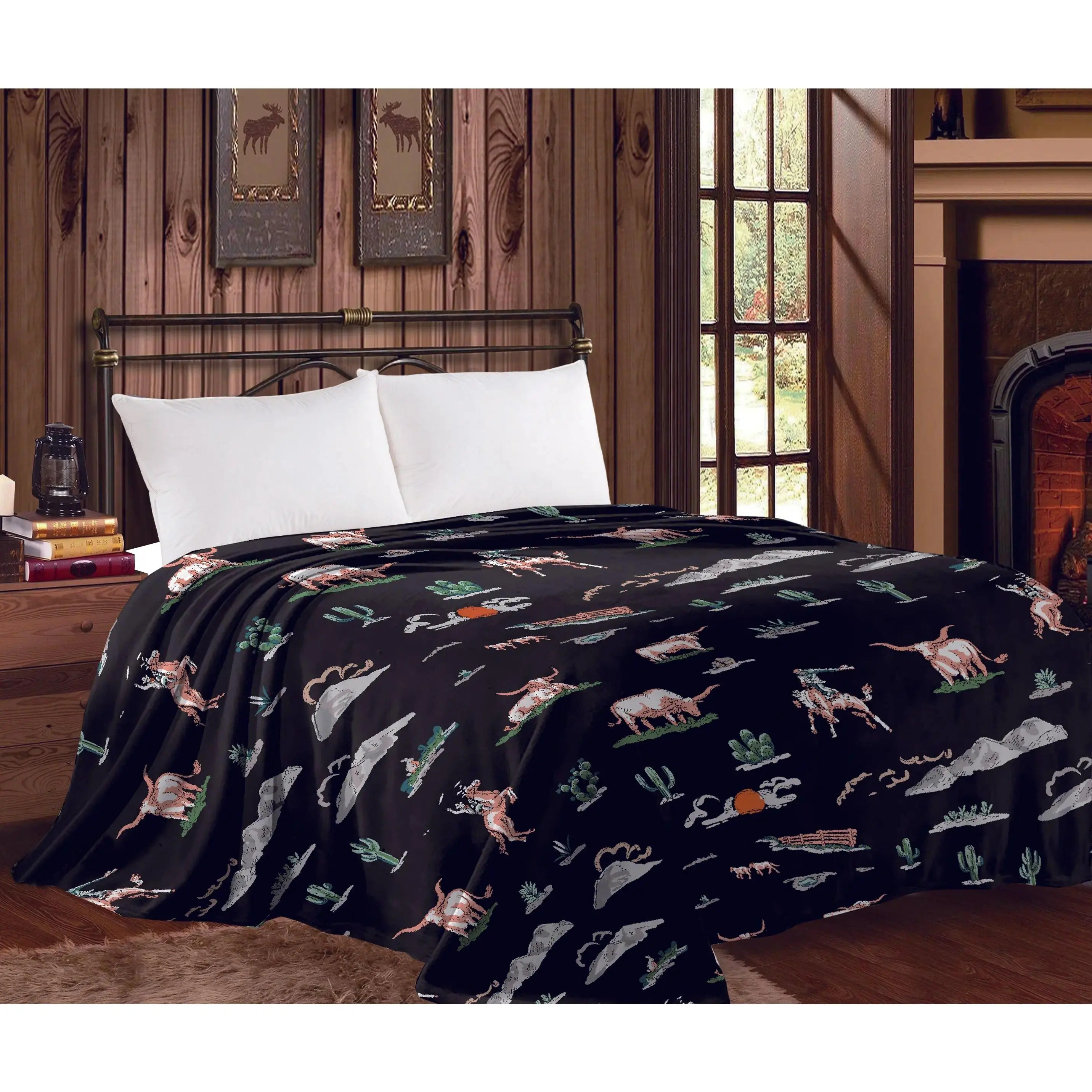 Western Printed King Size Throw Blanket – Super Soft & Cozy Plush Warm Blanket, Rustic Western Decor for Couch Bed Sofa Farmhouse Home All Seasons