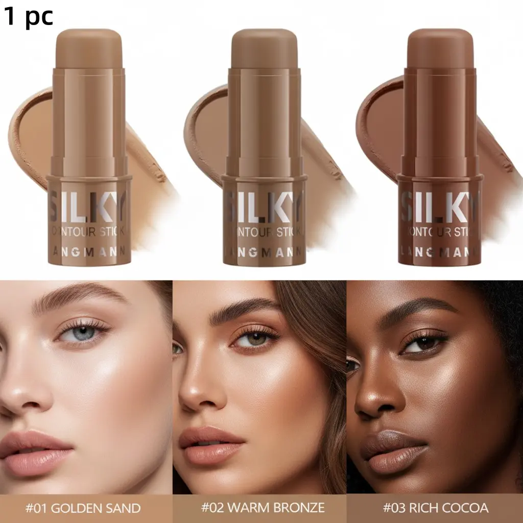 Multi-Functional Contour Stick, Face Contour - Creamy silky texture, naturally adheres without easily coming off, precise contouring, facial shaping, versatile for nose shadow, jawline, cheekbones, creating a three-dimensional makeup look