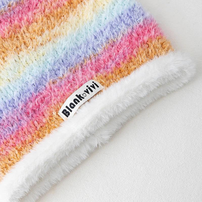 Hot Sale Loose Chic Hat Lazy Style Gradient Beanie Hat Fashion Winter Hats For Women Streetwear Multicolour Warm Hats For Girl