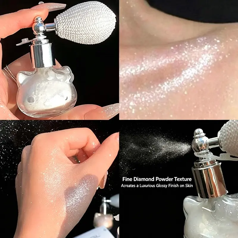 2pc Multi-Use Illuminator Glowy Highlighter Spray, Waterproof Shimmer Body Glitter, Buildable Glossy Setting, Party & Daily Use, No Mess Formula