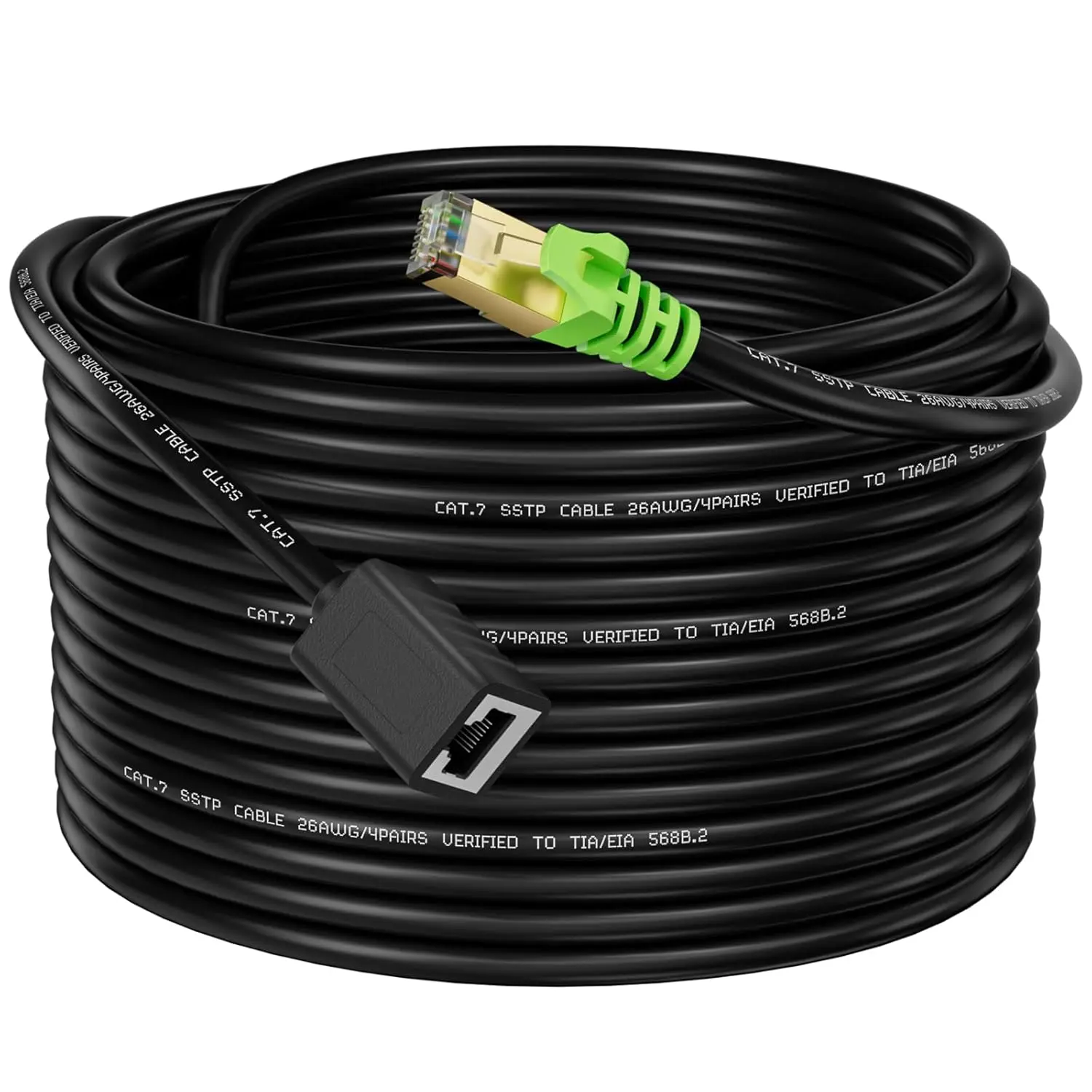 Cat6a Shielded Ethernet Extension Cable - 1.5ft RJ45 Male-Female Extension Patch Cord with RJ45 Ports, Standard